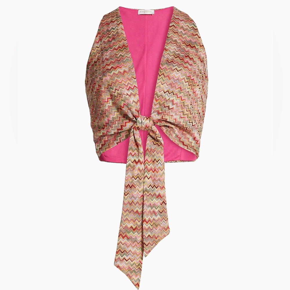 Ramy Brook NWT Shimmery Gertrude Chevron Sleeveless Tie Crop Top - Picture 8 of 8
